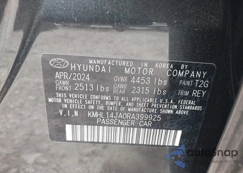 2024 Hyundai Sonata Sel из США, поврежденный, VIN KMHL14JA0RA399925